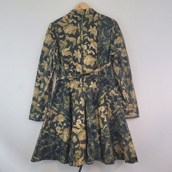 GARYGraham422 Womens Size L Army Floral Long Sleeve Dress Button Front Tie Back - Picture 3 of 12